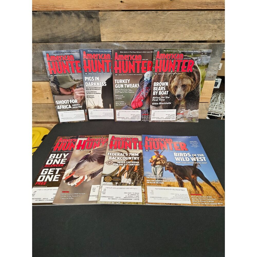 Lot of 8 American Hunter Magazines - 2010, 2024, 2025 - Pigs, Duck, Turkey, Bear